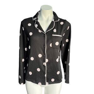Kate Spade pink polka dot button front pajama top Small